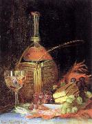 Chianti Wine Bottle,Wine Glass,Grapes and Layer Cake,with Red Scarf Hirst, Claude Raguet